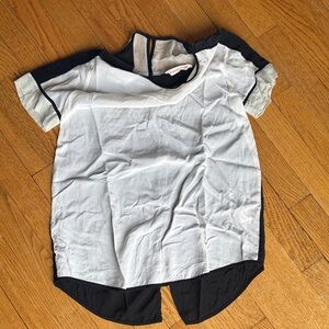 Rebecca Taylor Women’s Black and White Short Sleeve Blouse